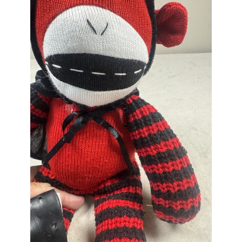 Country Line Red Black Sock Monkey Plush Knit Doll Stuffed Animal 2005 22” - Picture 4 of 7